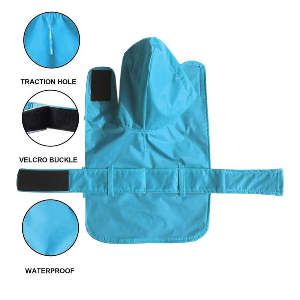 LeerKing Dog Raincoat Hooded Leash Hole, Waterproof Double Layer Dog rain Coat J